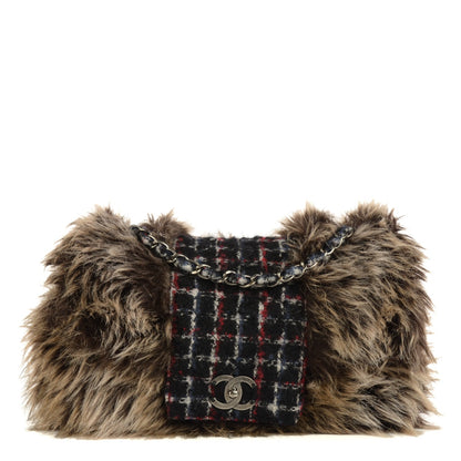 Chanel Tweed Arctic Fantasy Fur Flap Blue Red 1 of 9