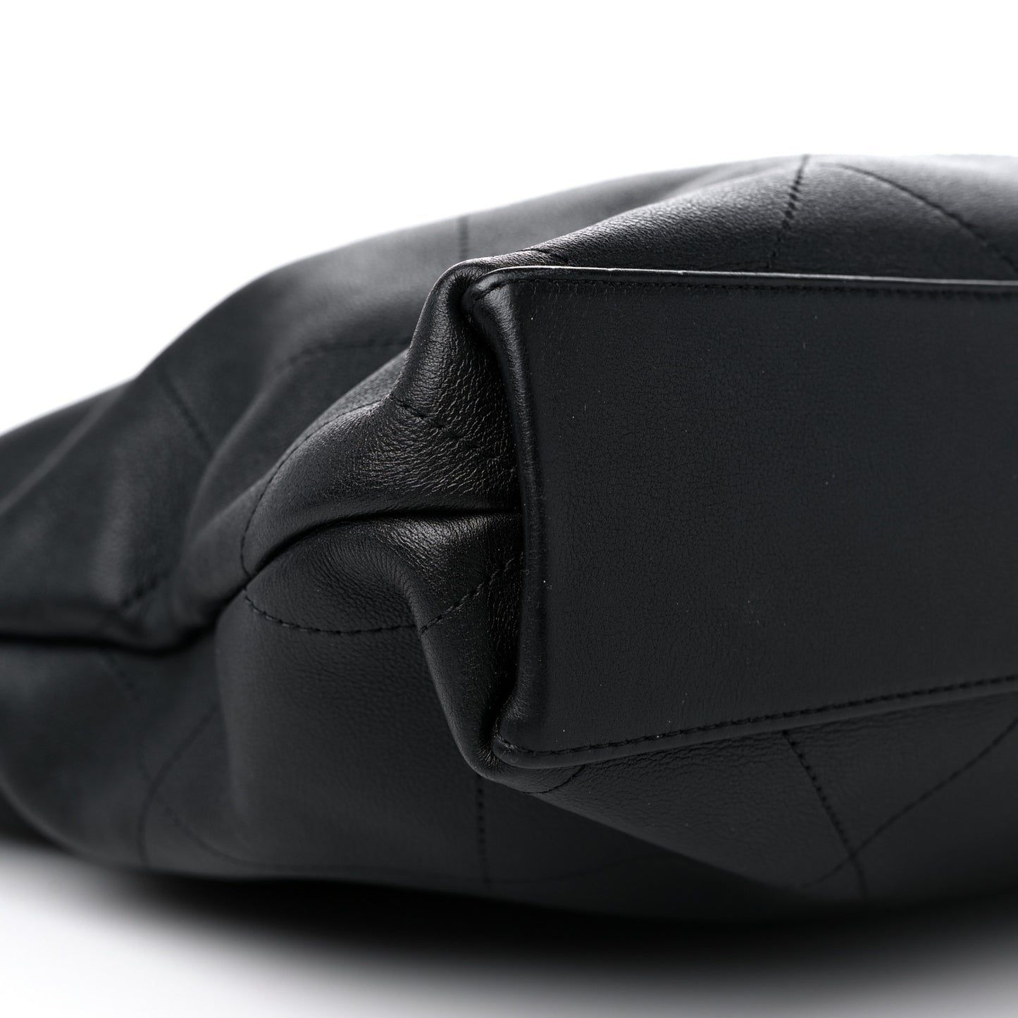 Calfskin Stitched Medium Shopping Tote Black