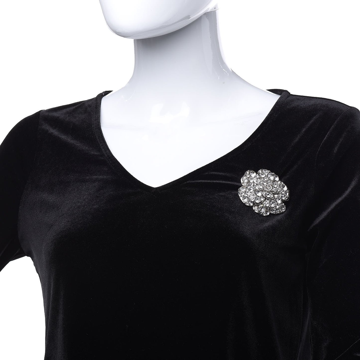 Swarovski Crystal Camellia CC Brooch Silver
