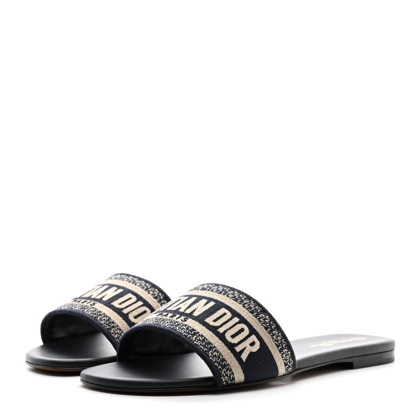 Canvas Embroidered Dway Mules Slide Sandals 39 Deep Blue