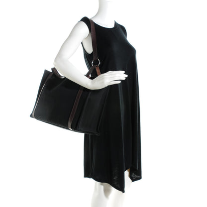 Hermes Natural Hunter Calfskin Toile Chevron Cabalicol Tote Black Ebene 2 of 9