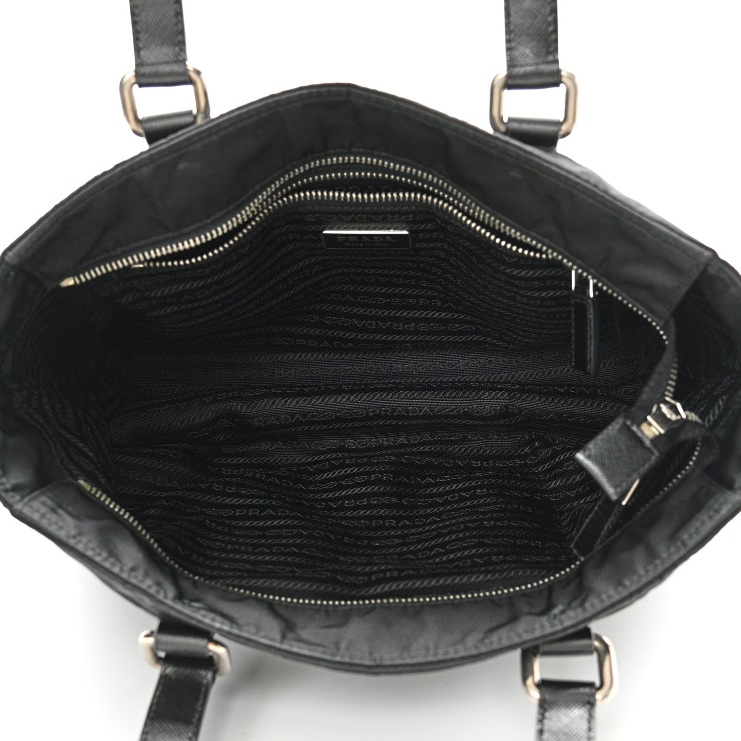 Prada Tessuto Nylon Saffiano Tote Black 5 of 10