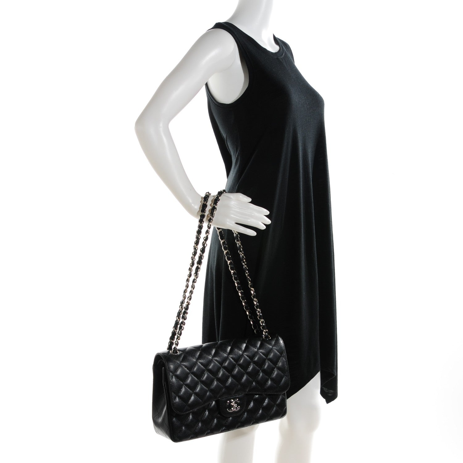 Chanel Caviar Quilted Jumbo Double Flap Black 2 of 9