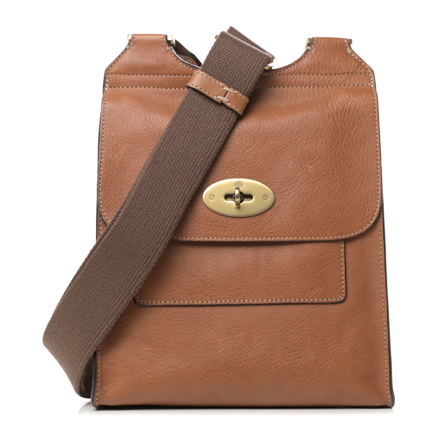 Natural Grain Calfskin Antony Messenger Crossbody Oak