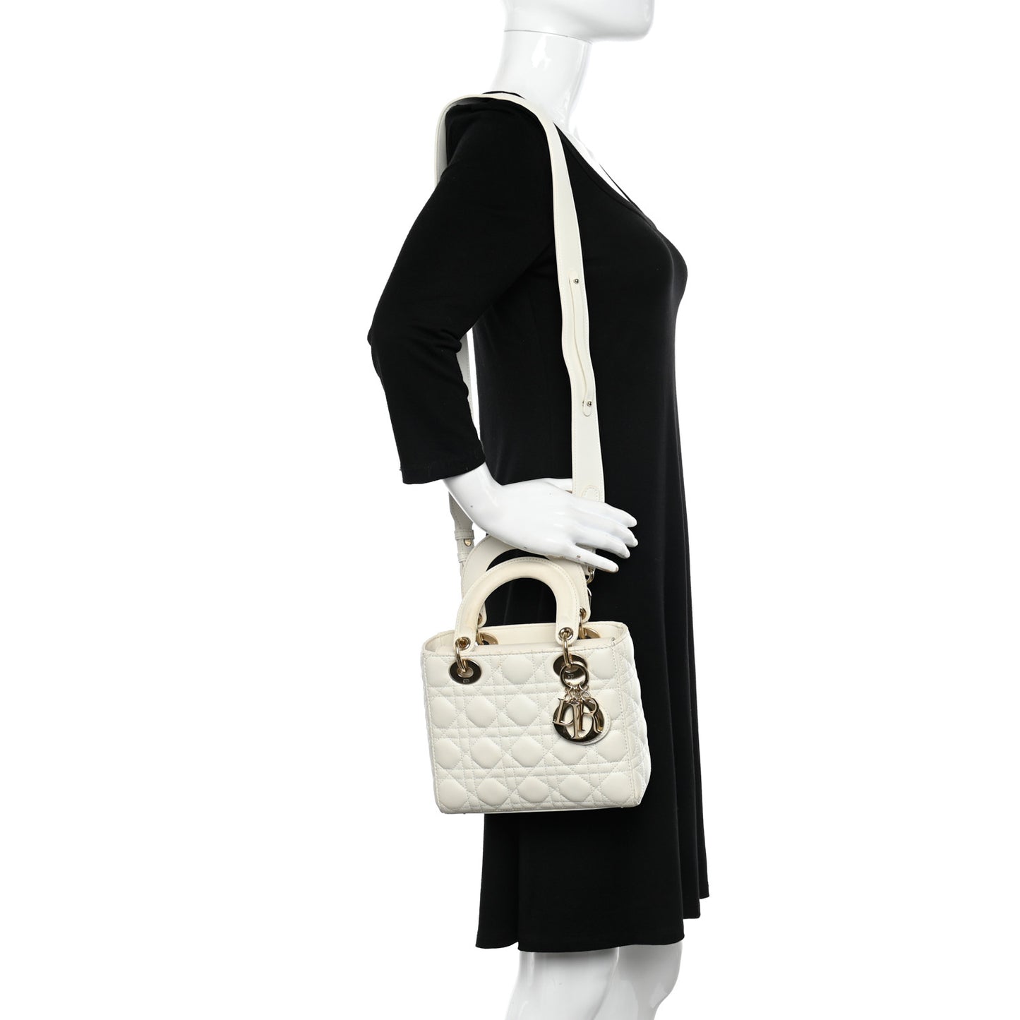 Lambskin Cannage Small My ABCDior Lady Dior White