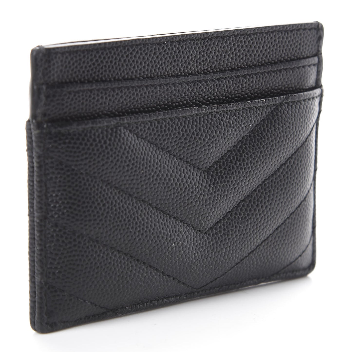 Grain De Poudre Matelasse Chevron Monogram Credit Card Case Black