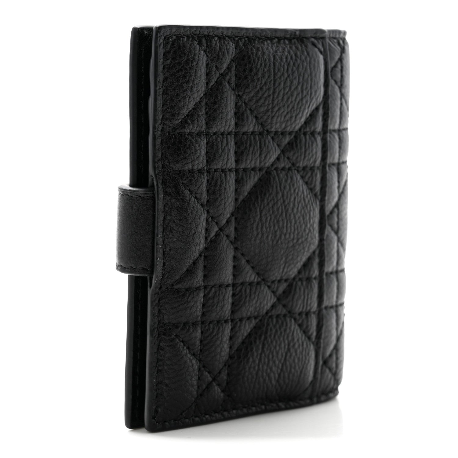 Christian Dior Supple Calfskin Cannage Caro Dandelion Card Holder Black 3 of 7