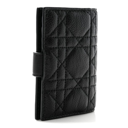 Christian Dior Supple Calfskin Cannage Caro Dandelion Card Holder Black 3 of 7
