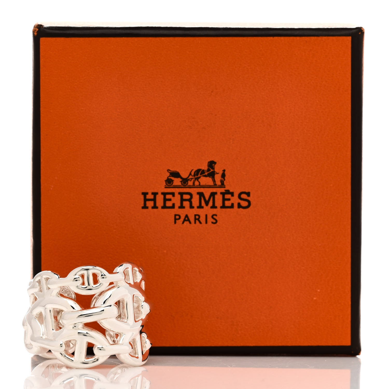 Hermes Sterling Silver GM Chaine d'Ancre Enchainee Band Ring 53 6.5 6 of 6