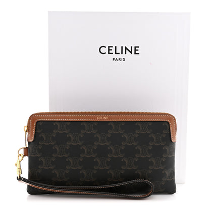 Celine Triomphe Calfskin Long Pouch With Strap Tan 9 of 9