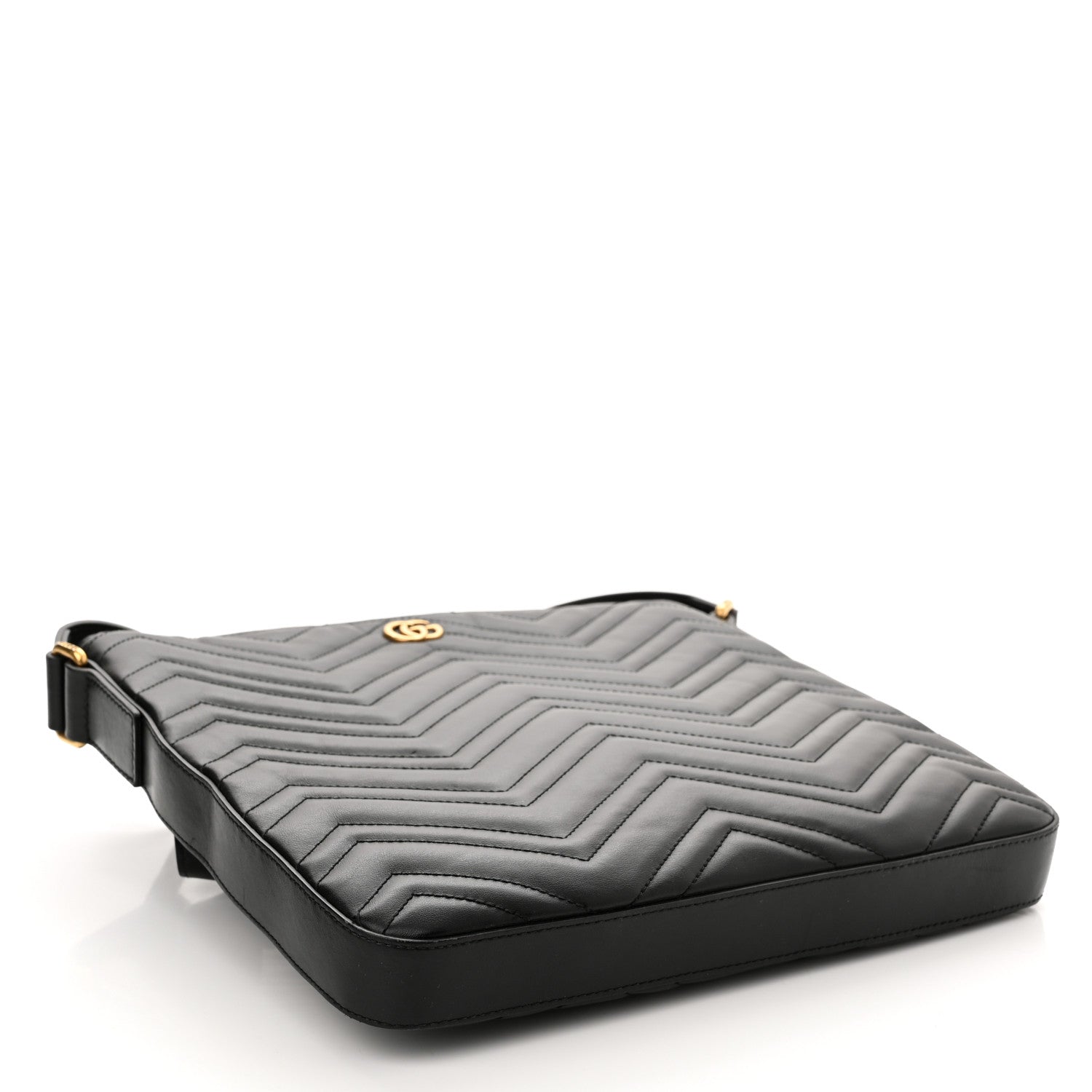 Gucci Calfskin Matelasse GG Marmont Flat Messenger Bag Black 4 of 11
