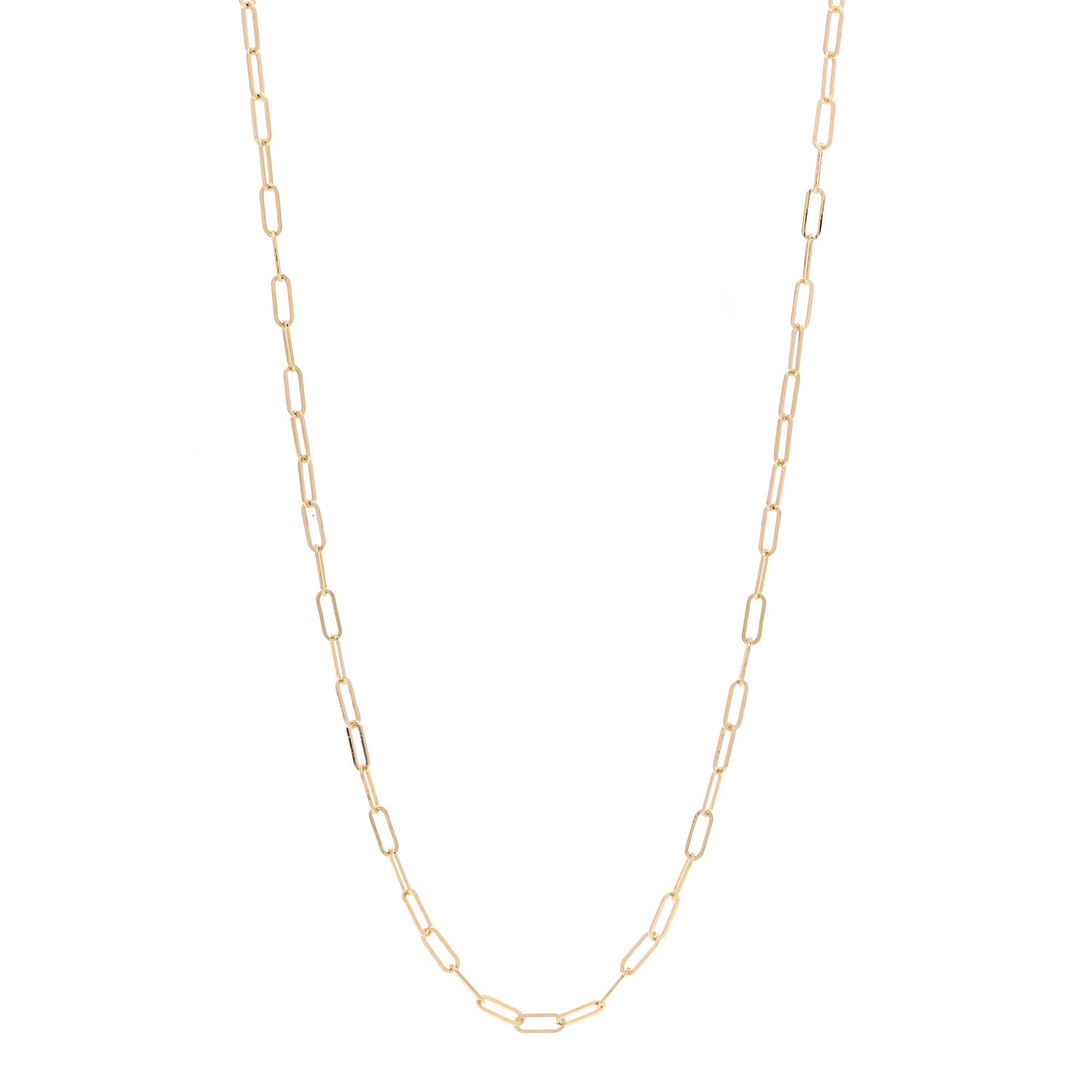 18K Yellow Gold Super Fine Clip Chain Necklace 32"