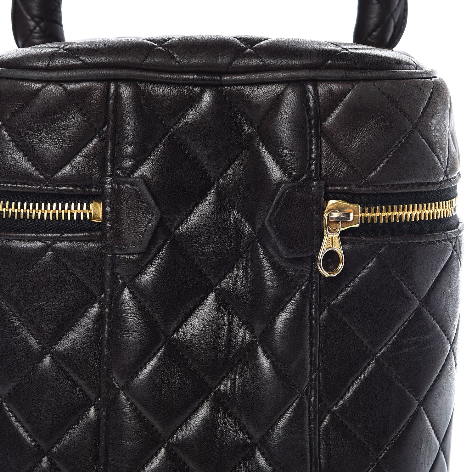 Chanel Lambskin Quilted Cosmetic Vanity Bag Brown 14 of 16