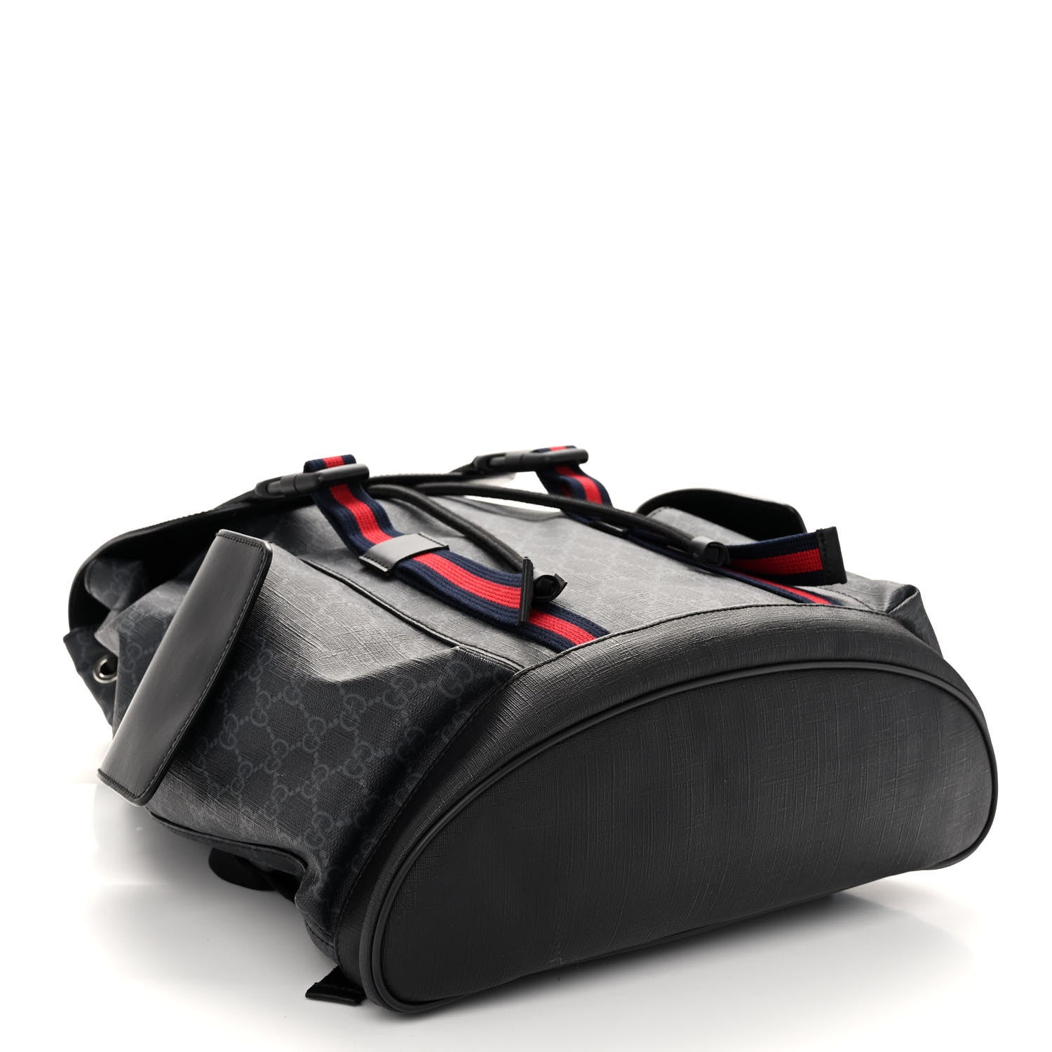 Gucci Soft GG Supreme Monogram Calfskin Web Double Buckle Backpack Black 4 of 12