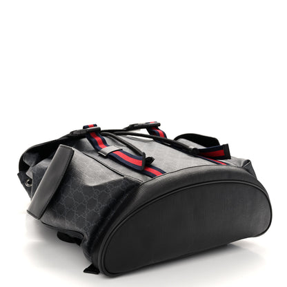Gucci Soft GG Supreme Monogram Calfskin Web Double Buckle Backpack Black 4 of 12