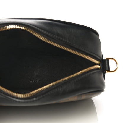 Fendi Glazed Fabric Vitello Century FF 1974 Stamp Patch Camera Case Mogano Panna Black 5 of 10