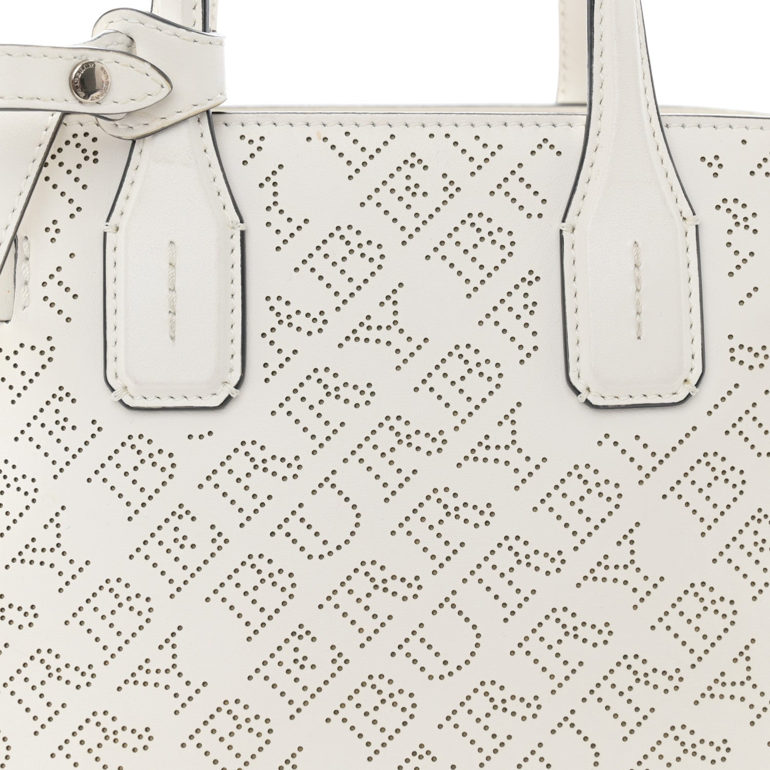 Burberry Calfskin Perforated Small Banner Tote Chalk White 9 of 13