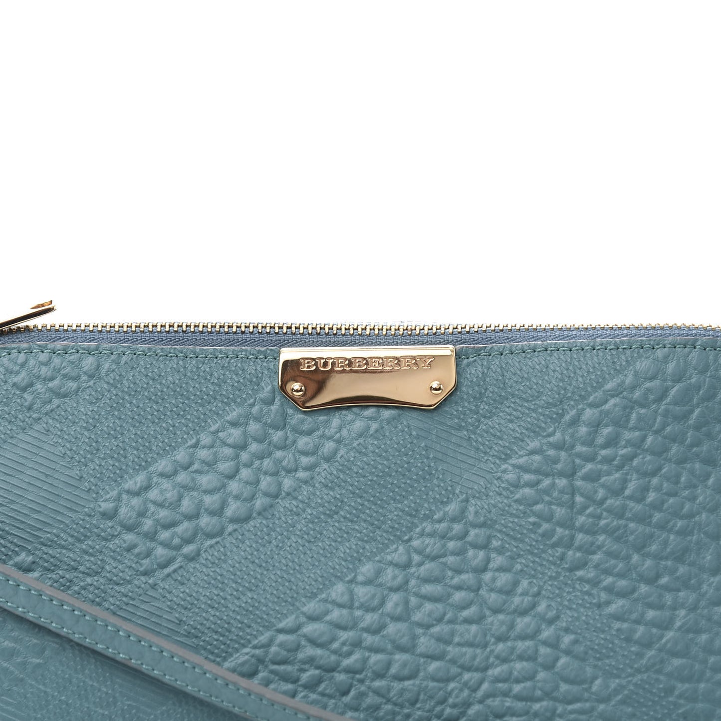 Signature Grain Calfskin Check Embossed Small Chichester Crossbody Clutch Bag Aqua Green