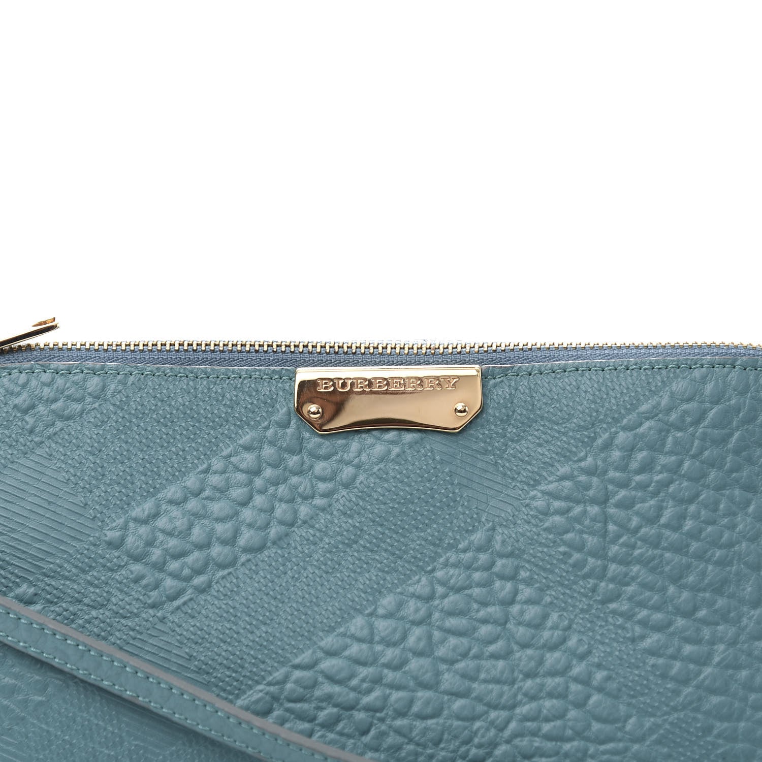 Burberry Signature Grain Calfskin Check Embossed Small Chichester Crossbody Clutch Bag Aqua Green 9 of 10