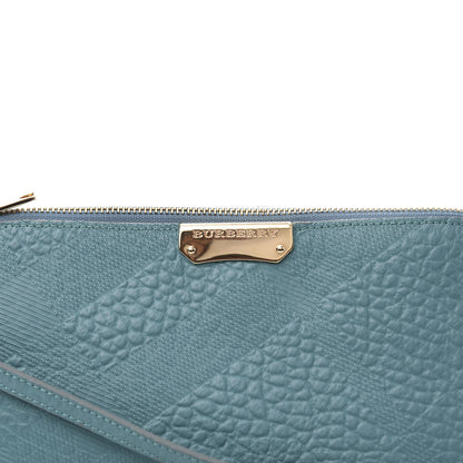 Burberry Signature Grain Calfskin Check Embossed Small Chichester Crossbody Clutch Bag Aqua Green 9 of 10