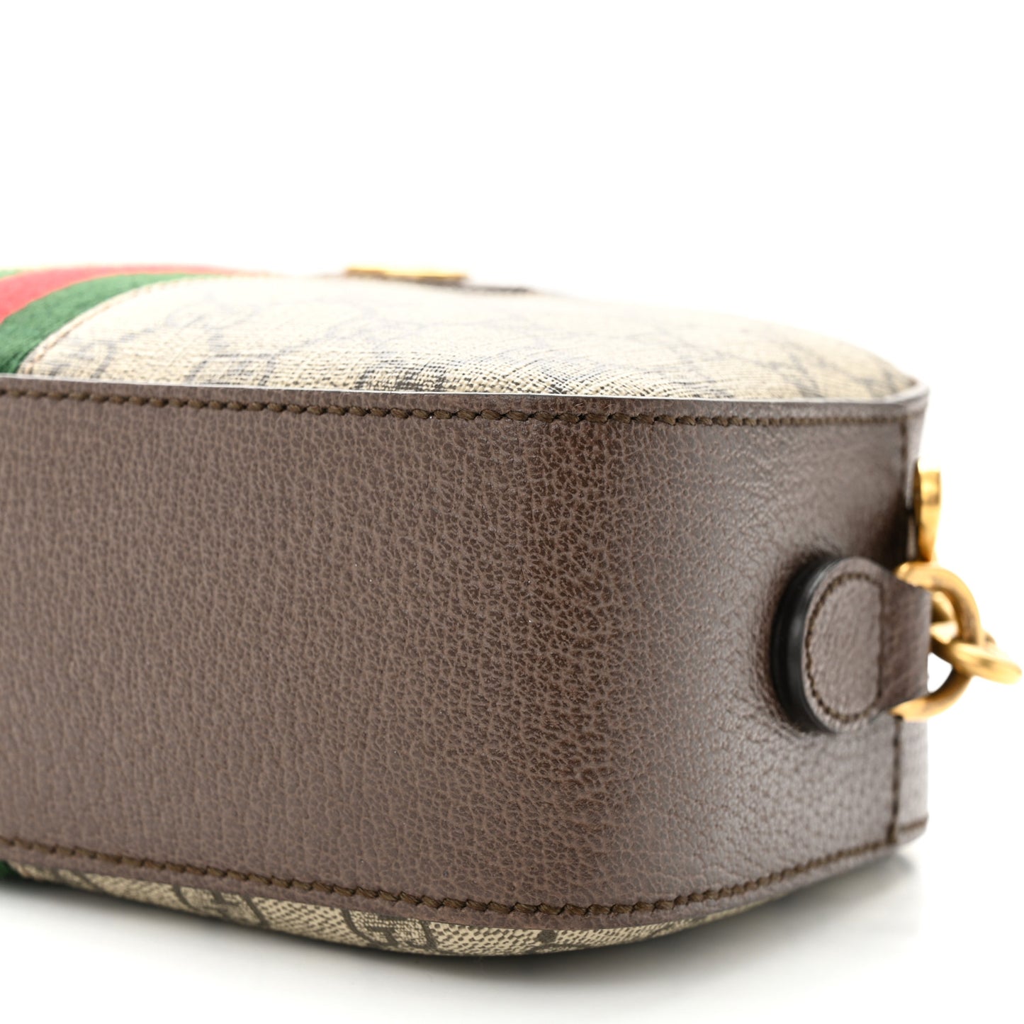 GG Supreme Monogram Textured Dollar Calfskin Web Ophidia Wristlet Shoulder Bag Beige Ebony New Acero