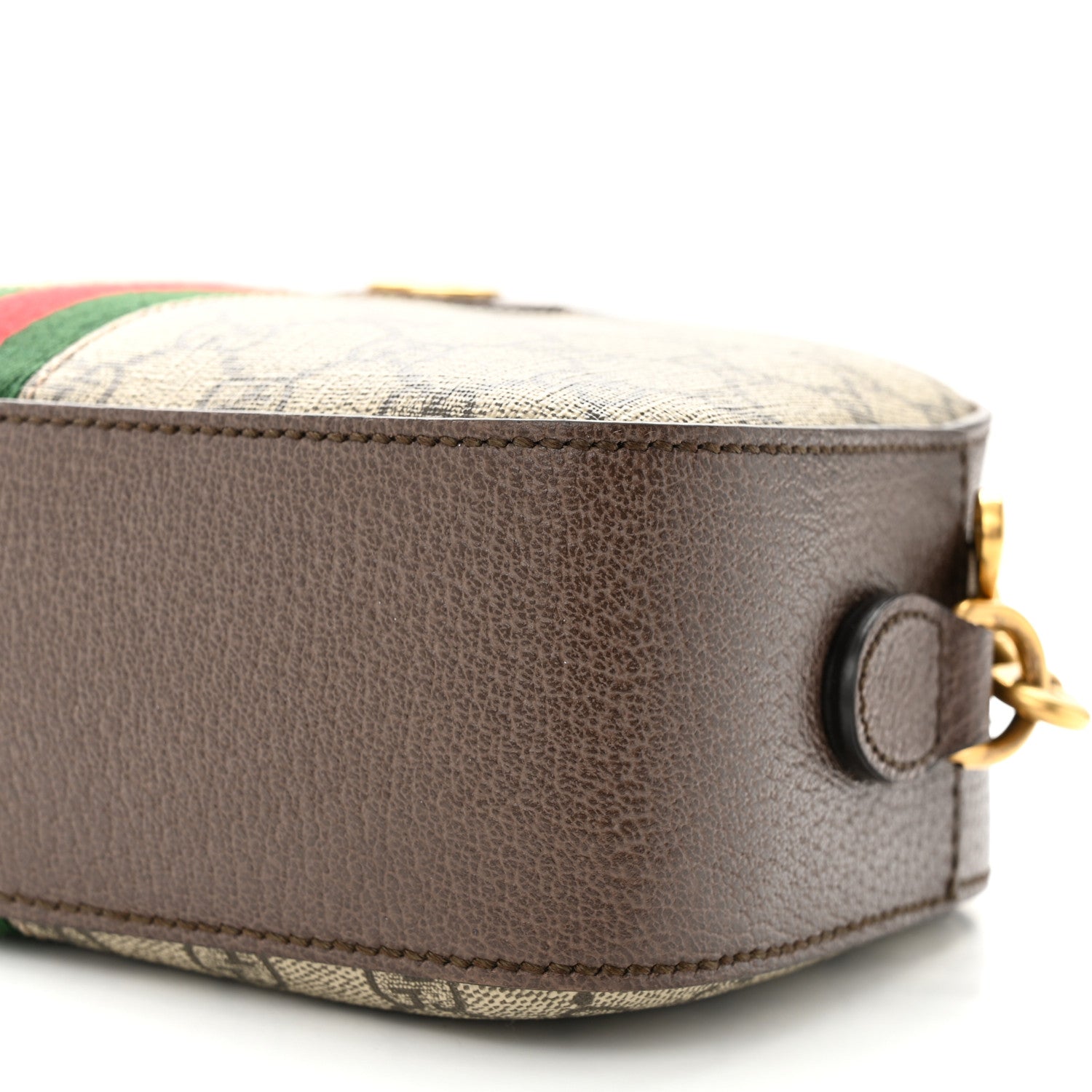 Gucci GG Supreme Monogram Textured Dollar Calfskin Web Ophidia Wristlet Shoulder Bag Beige Ebony New Acero 10 of 14