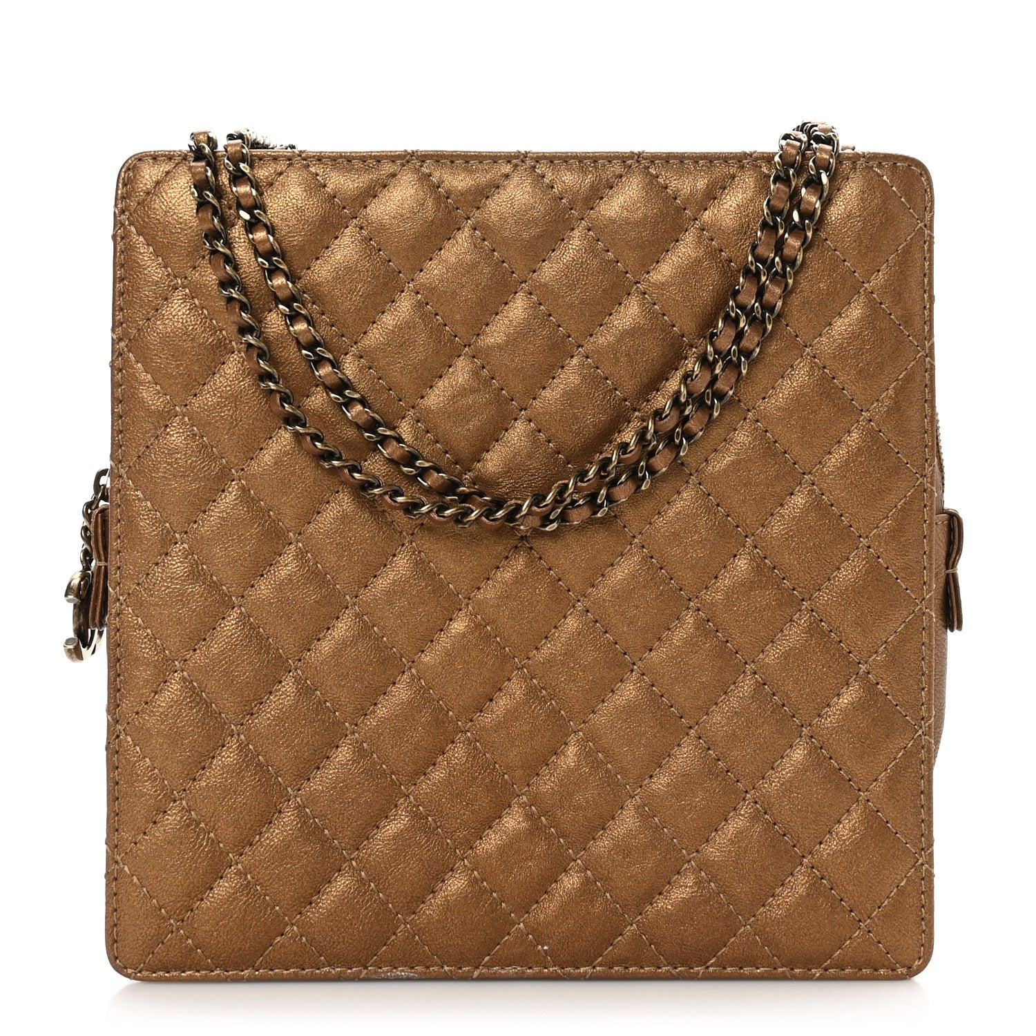 Chanel Metallic Lambskin Quilted Shoulder Bag Bronze 1 of 9