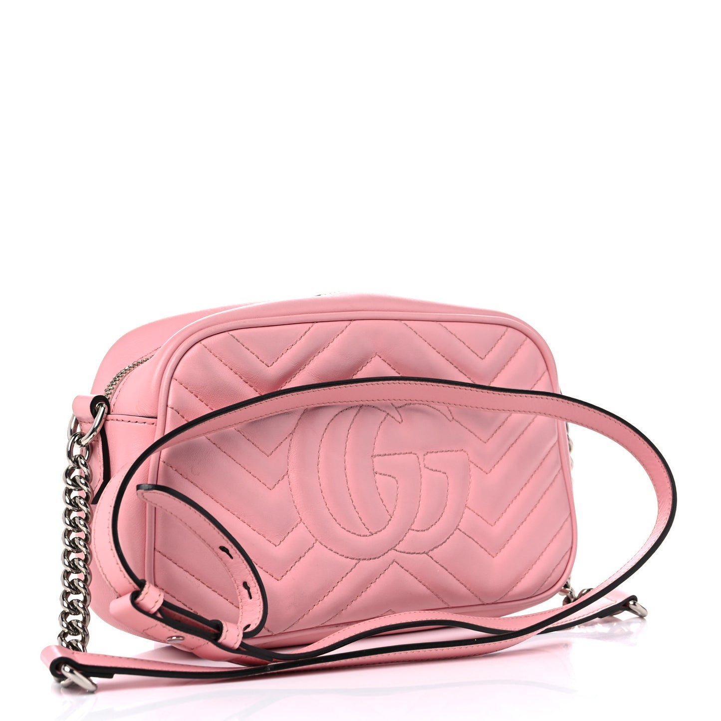 Calfskin Matelasse Small GG Marmont Chain Shoulder Bag Wild Rose