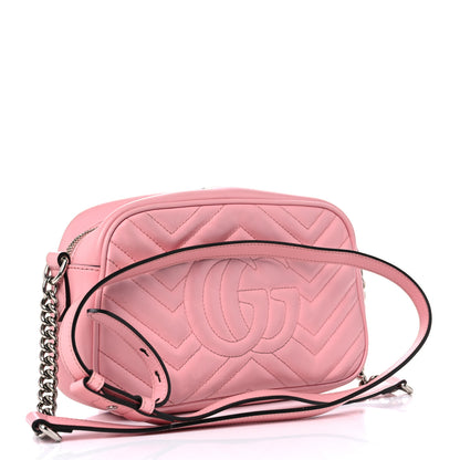 Gucci Calfskin Matelasse Small GG Marmont Chain Shoulder Bag Wild Rose 3 of 19