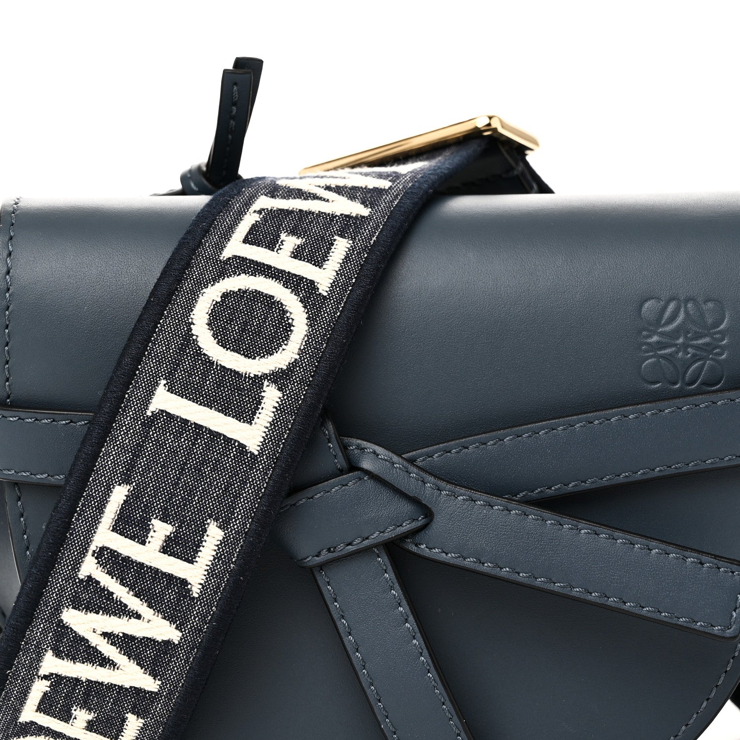 Loewe Calfskin Jacquard Mini Gate Crossbody Bag Onyx Blue 7 of 9