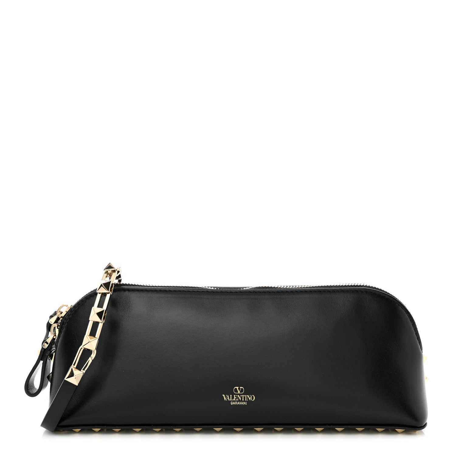 Valentino Garavani Smooth Calfskin Rockstud East West Crossbody Clutch Bag Black 1 of 9