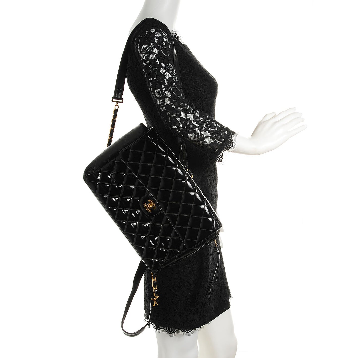 Patent Quilted Flap Backpack Black