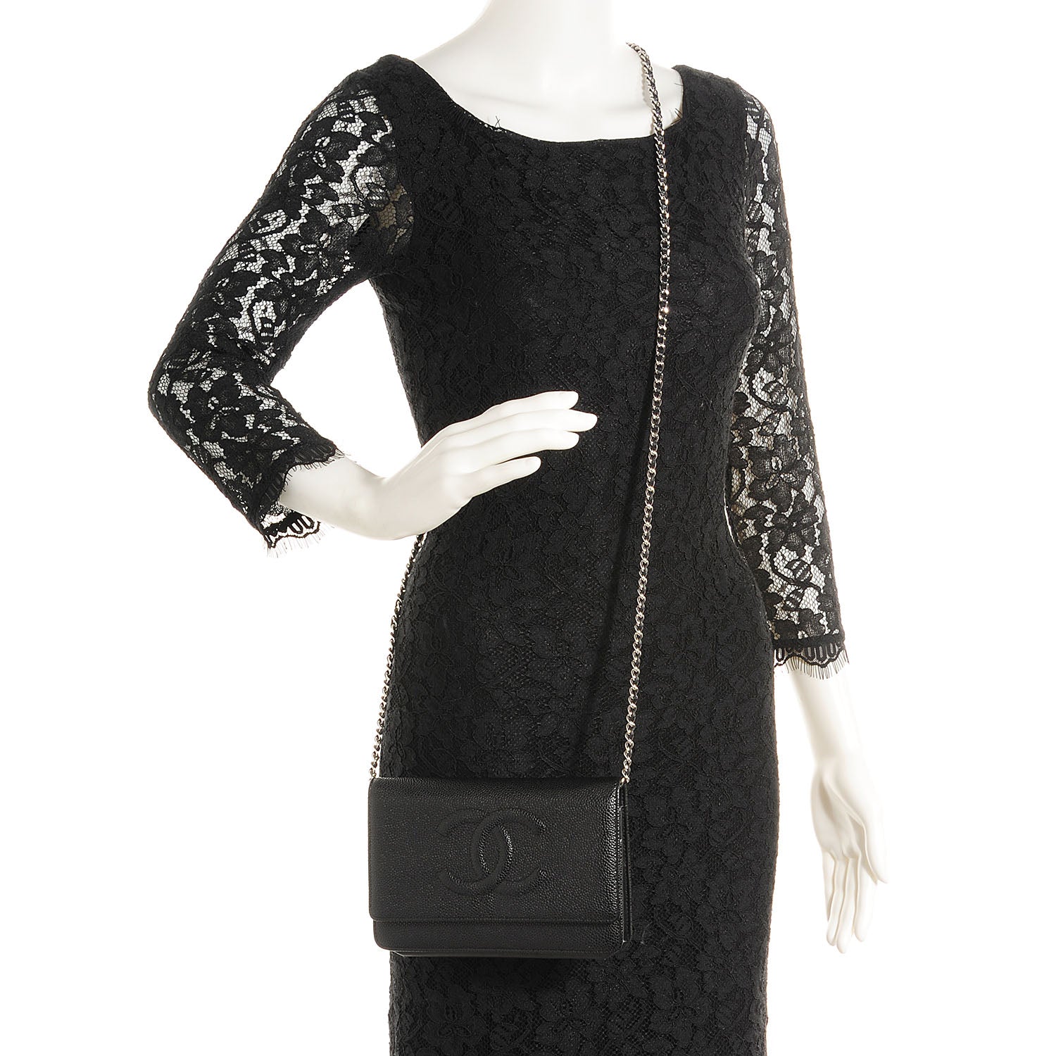 Chanel Caviar Timeless CC Wallet on Chain WOC Black 2 of 8