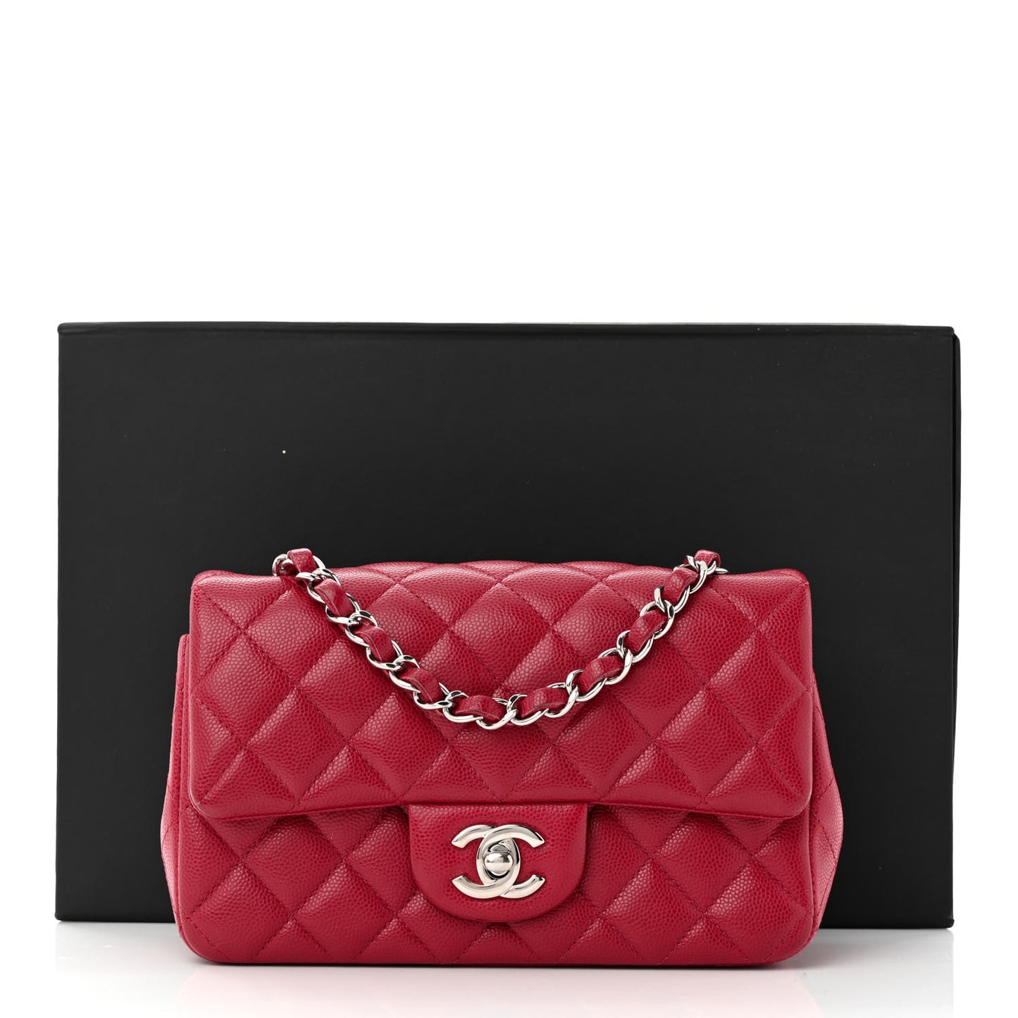 Caviar Quilted Mini Rectangular Flap Red