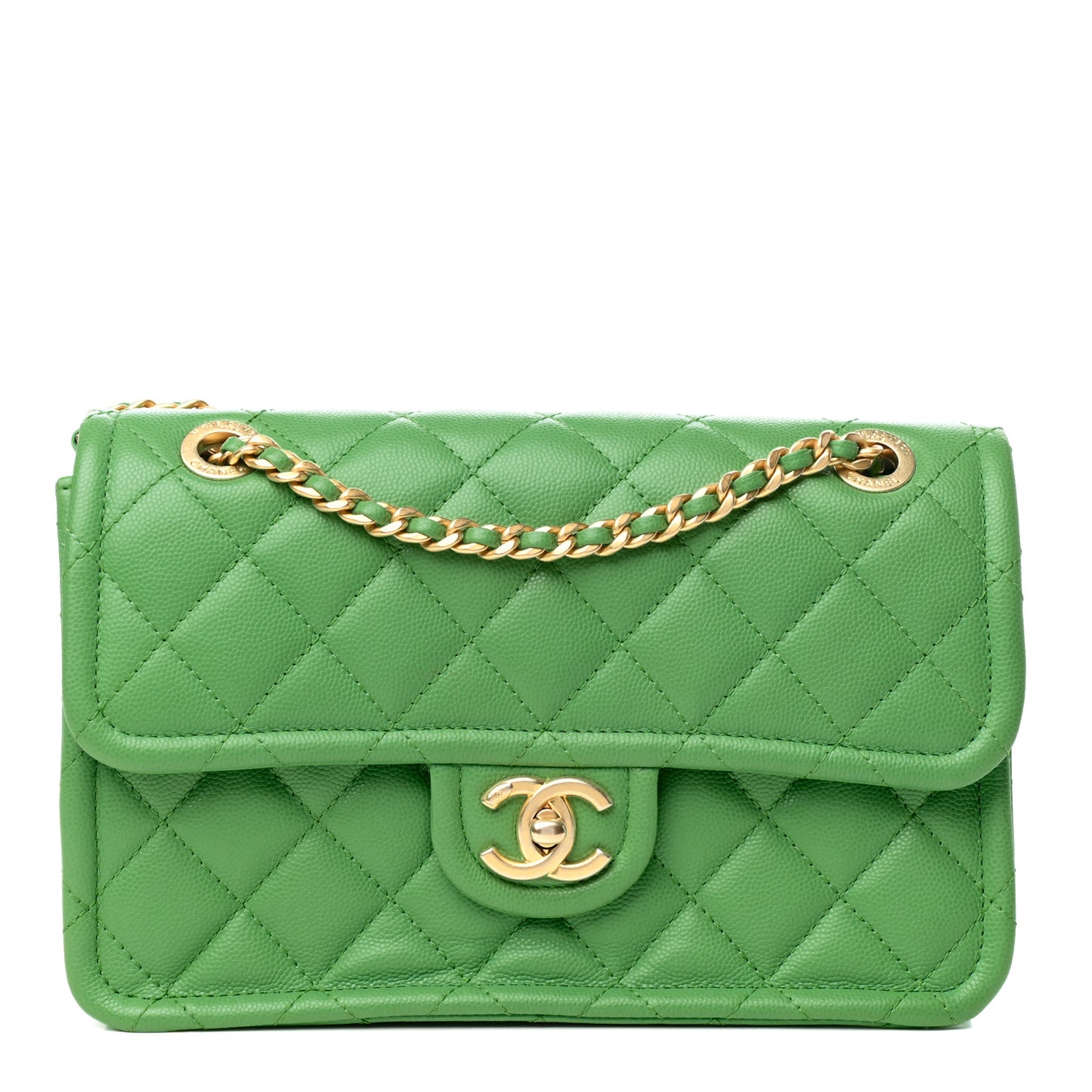 Caviar Quilted Medium Sweet Classic Flap Green