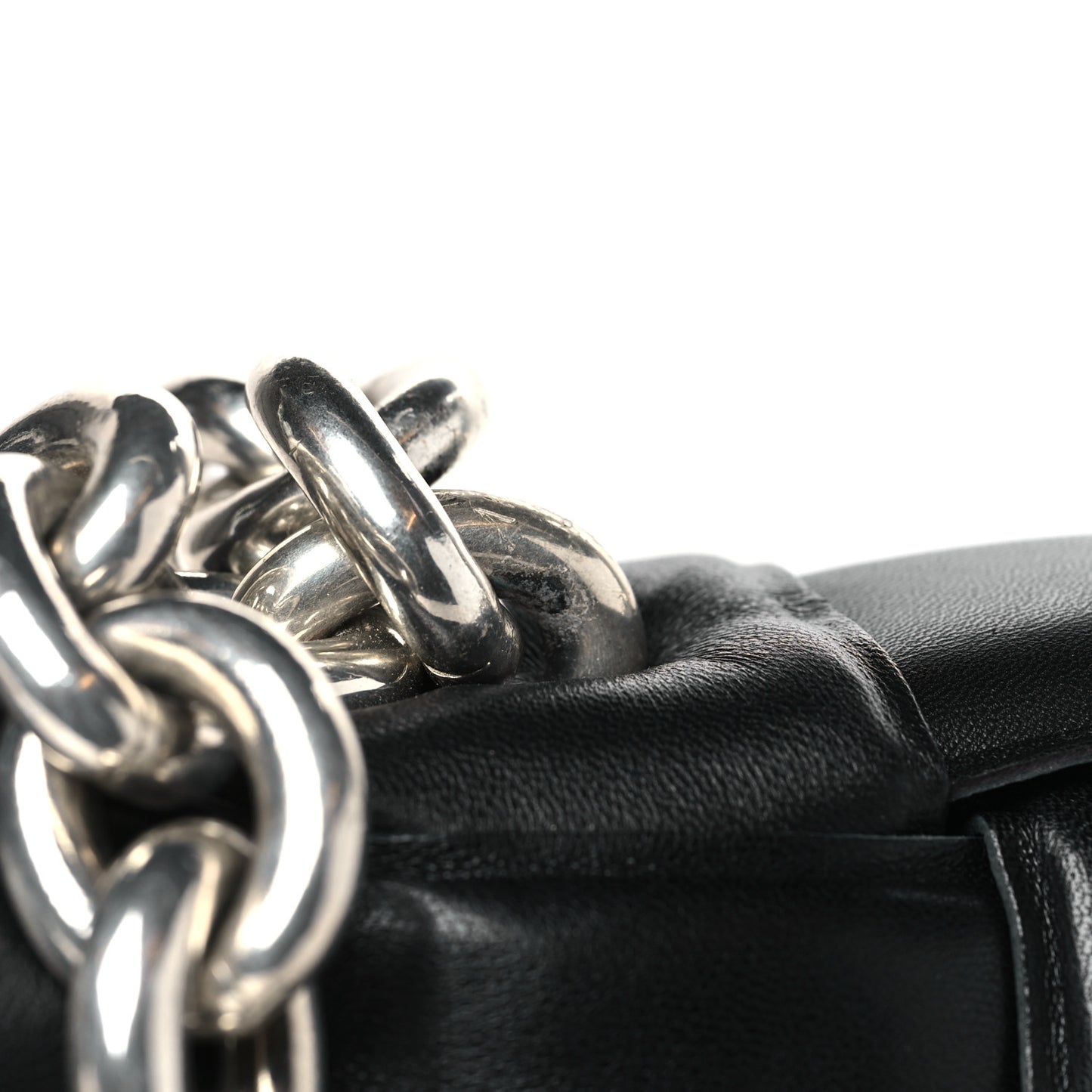 BOTTEGA VENETA Lambskin Maxi Intreccio Padded Chain Cassette Crossbody Bag Black