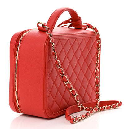 Chanel Caviar Quilted Large CC Filigree Vanity Case Red 4 of 13
