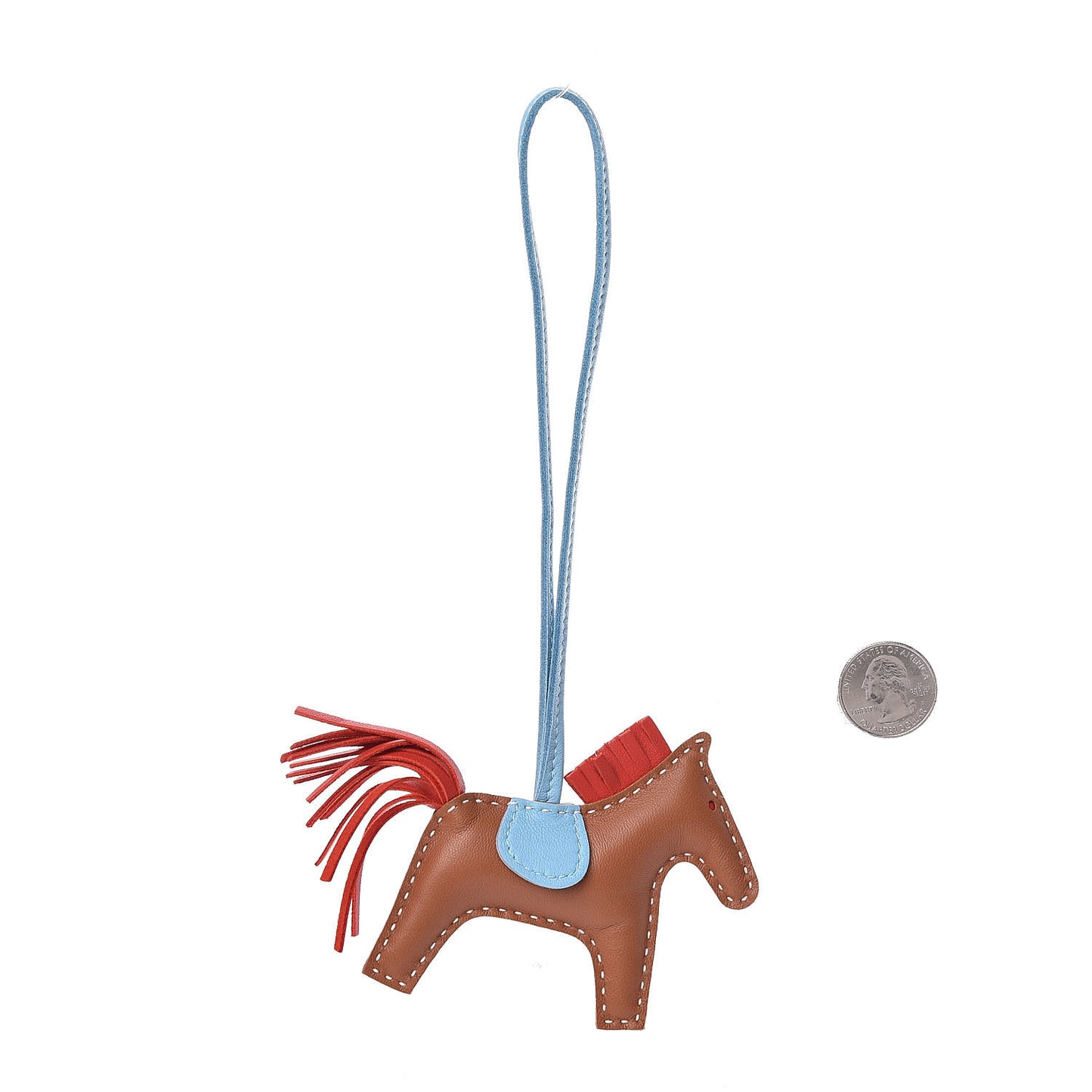 Milo Lambskin Grigri Rodeo Horse Bag Charm PM Sesame Rouge Indien Celeste