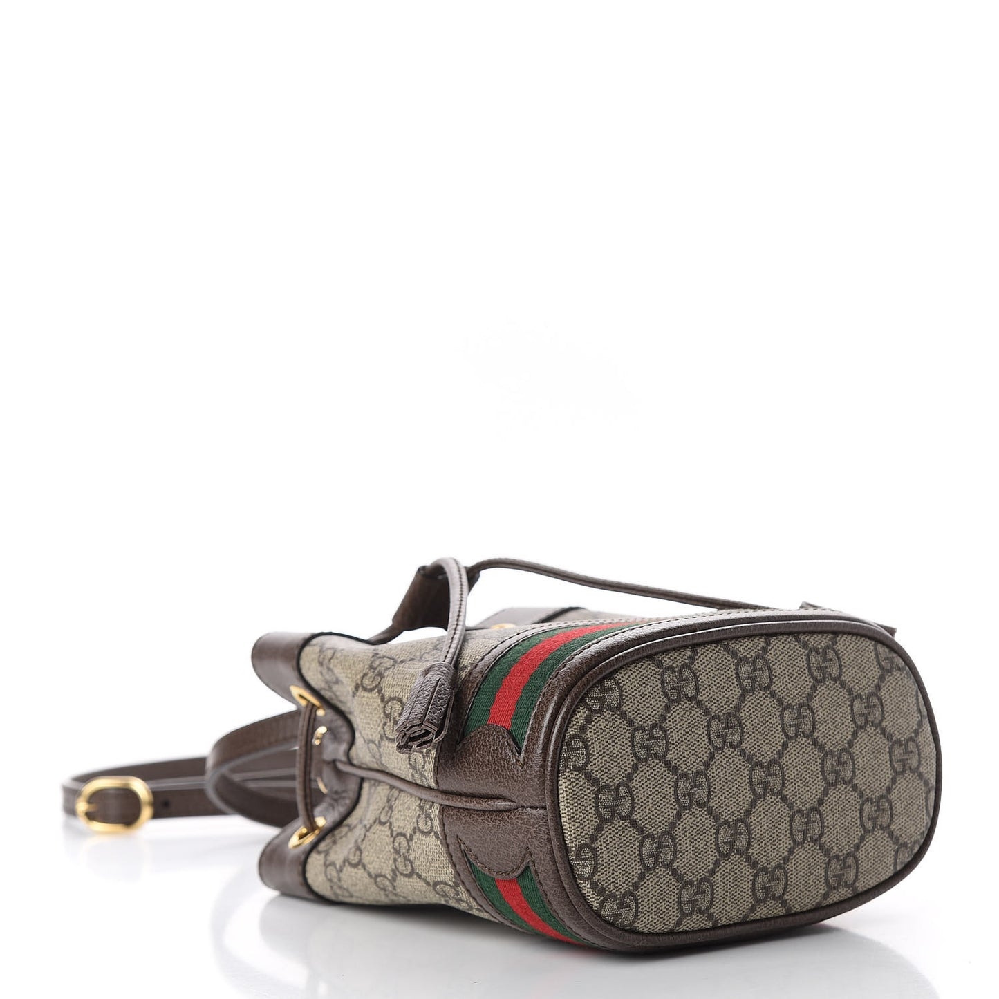GG Supreme Monogram Web Mini Ophidia Bucket Bag Brown