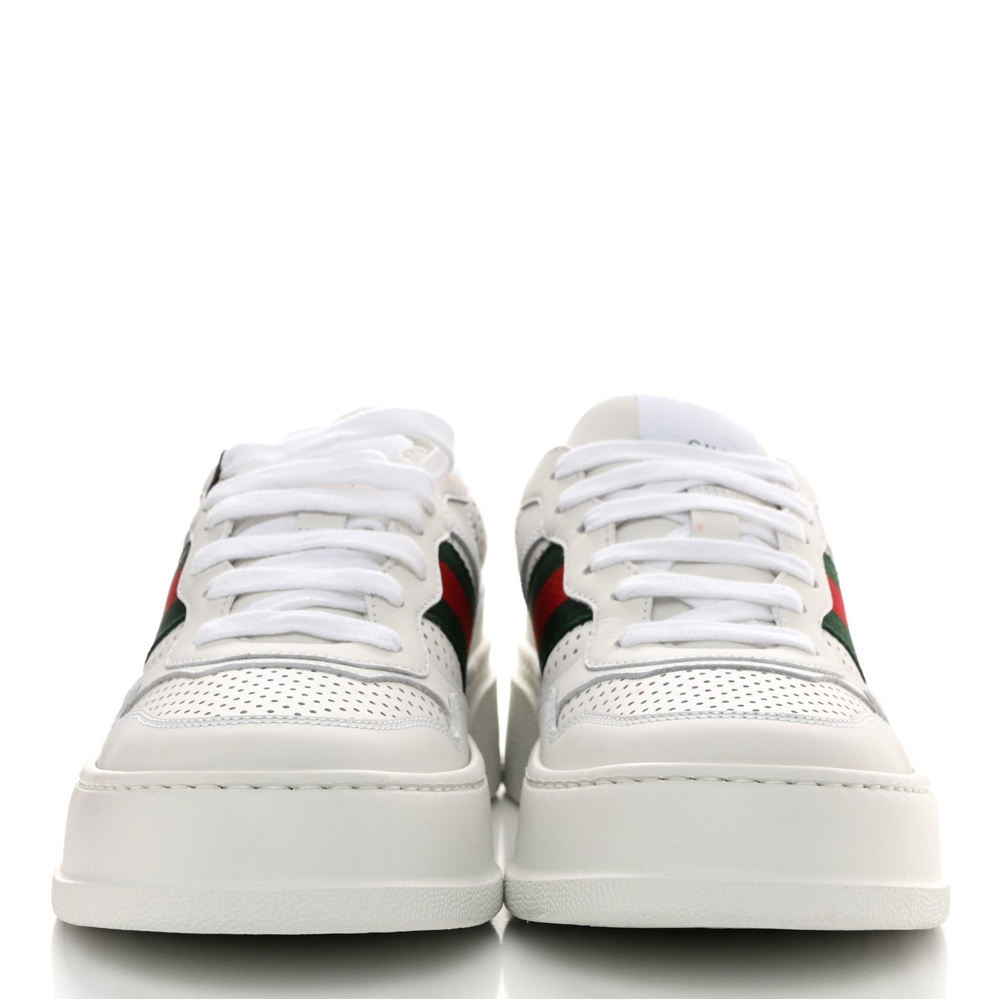 Calfskin Web Perforated Womens Platform 55mm Sneakers 38.5 White Bright Splash