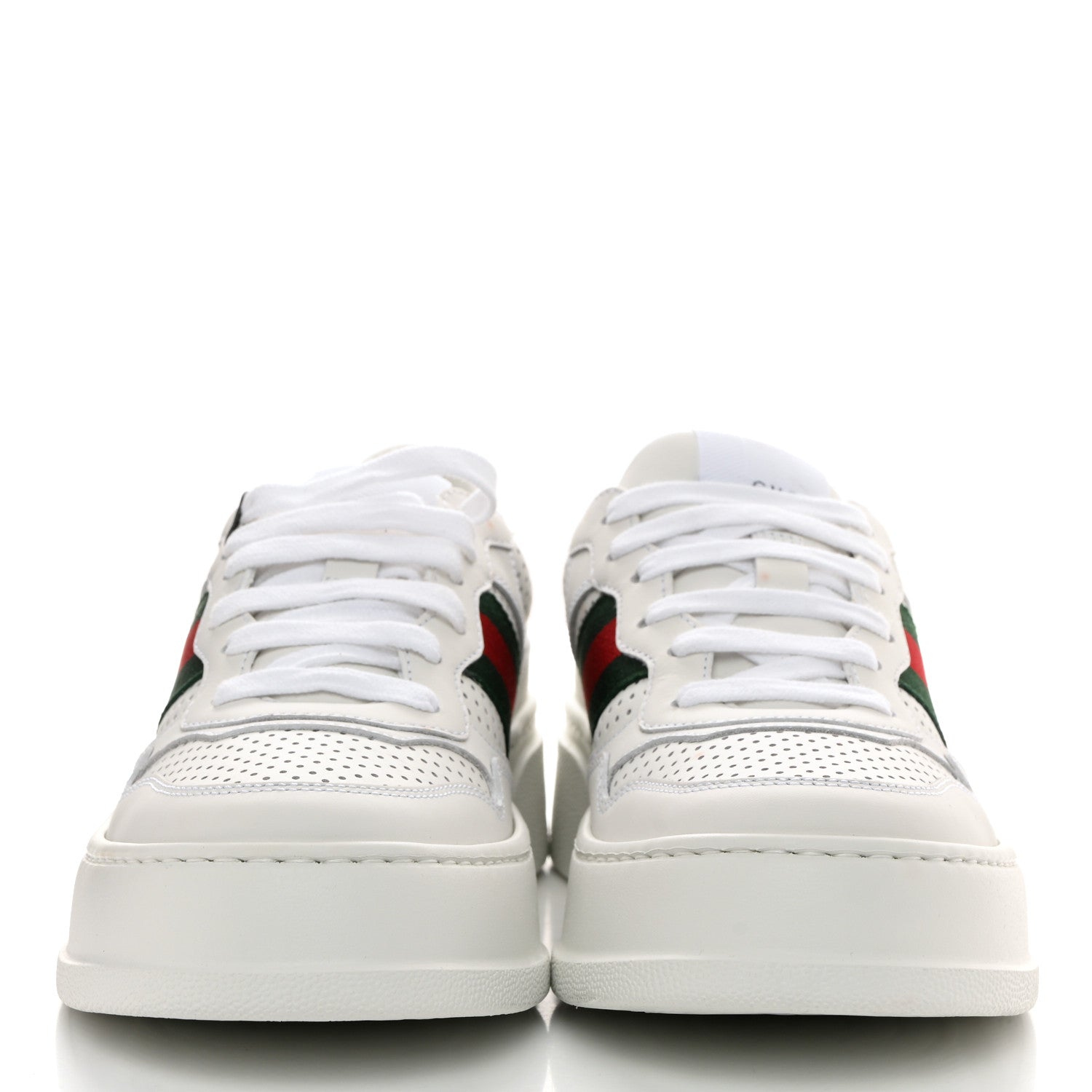 Gucci Calfskin Web Perforated Womens Platform 55mm Sneakers 38.5 White Bright Splash 2 of 9
