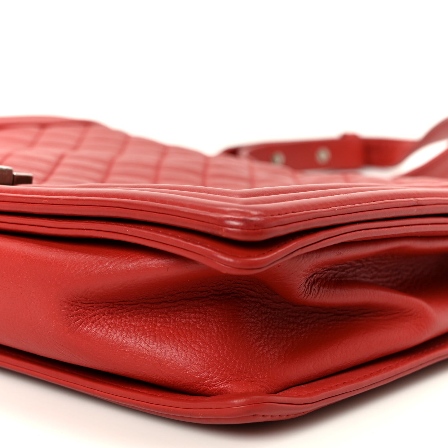 Calfskin Quilted Large Boy Flap Red
