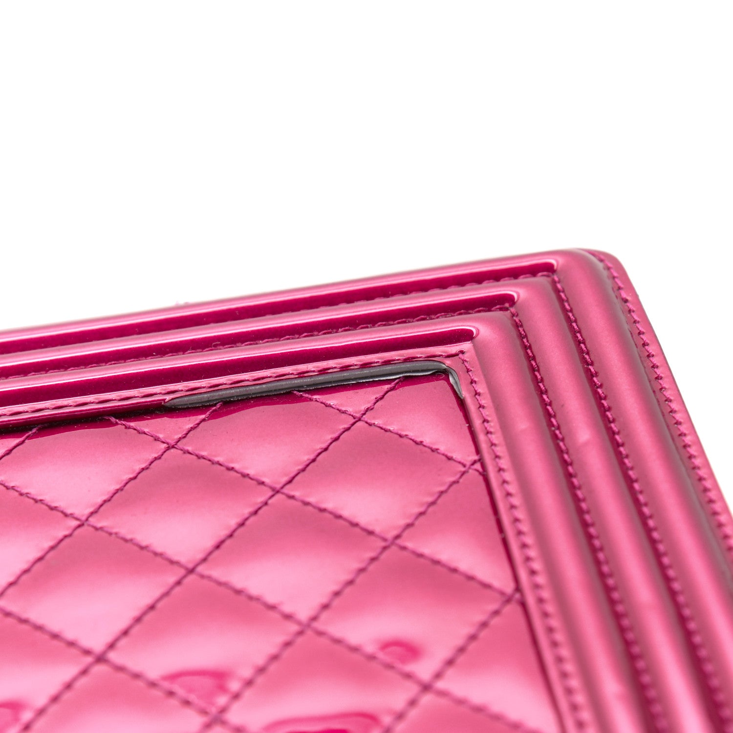 Chanel Metallic Patent Quilted New Medium Boy Flap Fuchsia 13 of 15