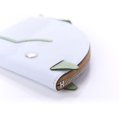 Hermes Chevre Mysore Paddock Change Purse Blue Brume Vert Criquet 7 of 9