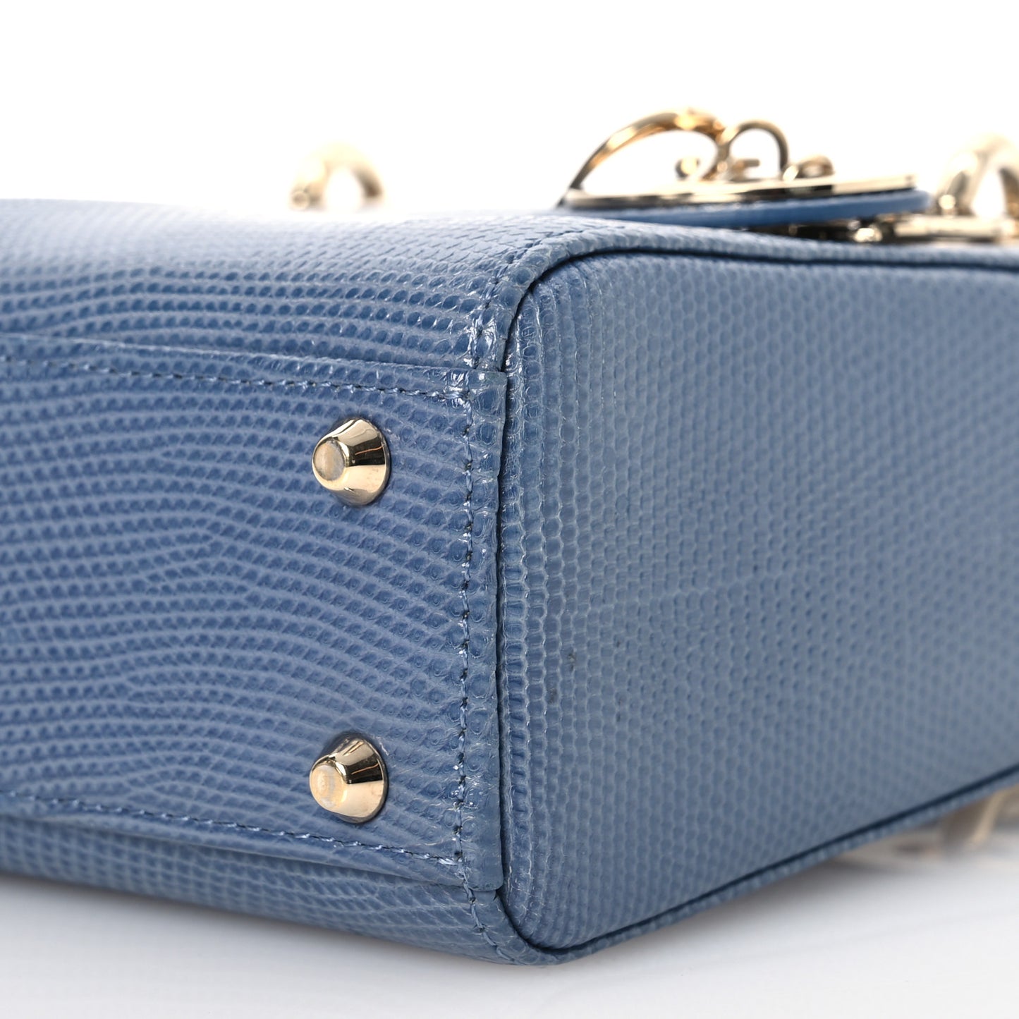 Lizard Mini Lady Dior Blue