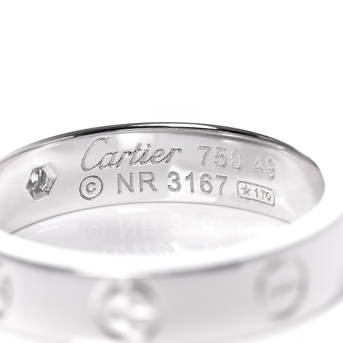 18K White Gold Diamond 4mm LOVE Wedding Band Ring 49 5