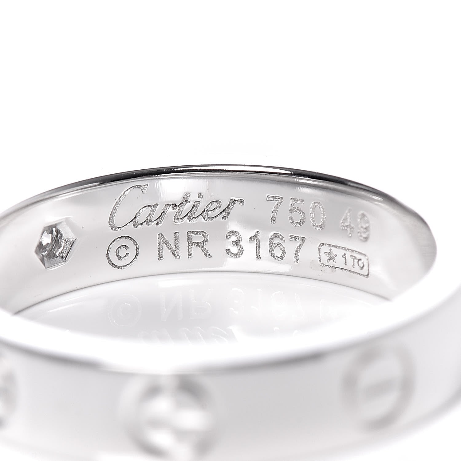 Cartier 18K White Gold Diamond 4mm LOVE Wedding Band Ring 49 5 4 of 4