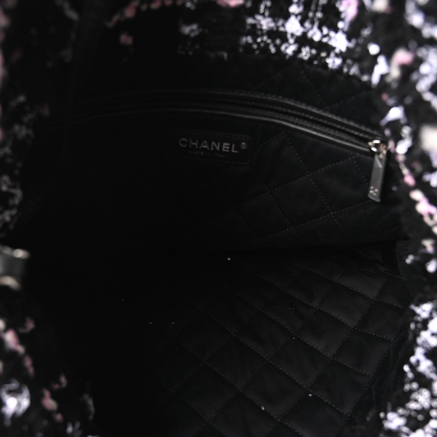 Chanel Tweed Patchwork Quilted Small Chanel 22 Black Pink White 6 of 11