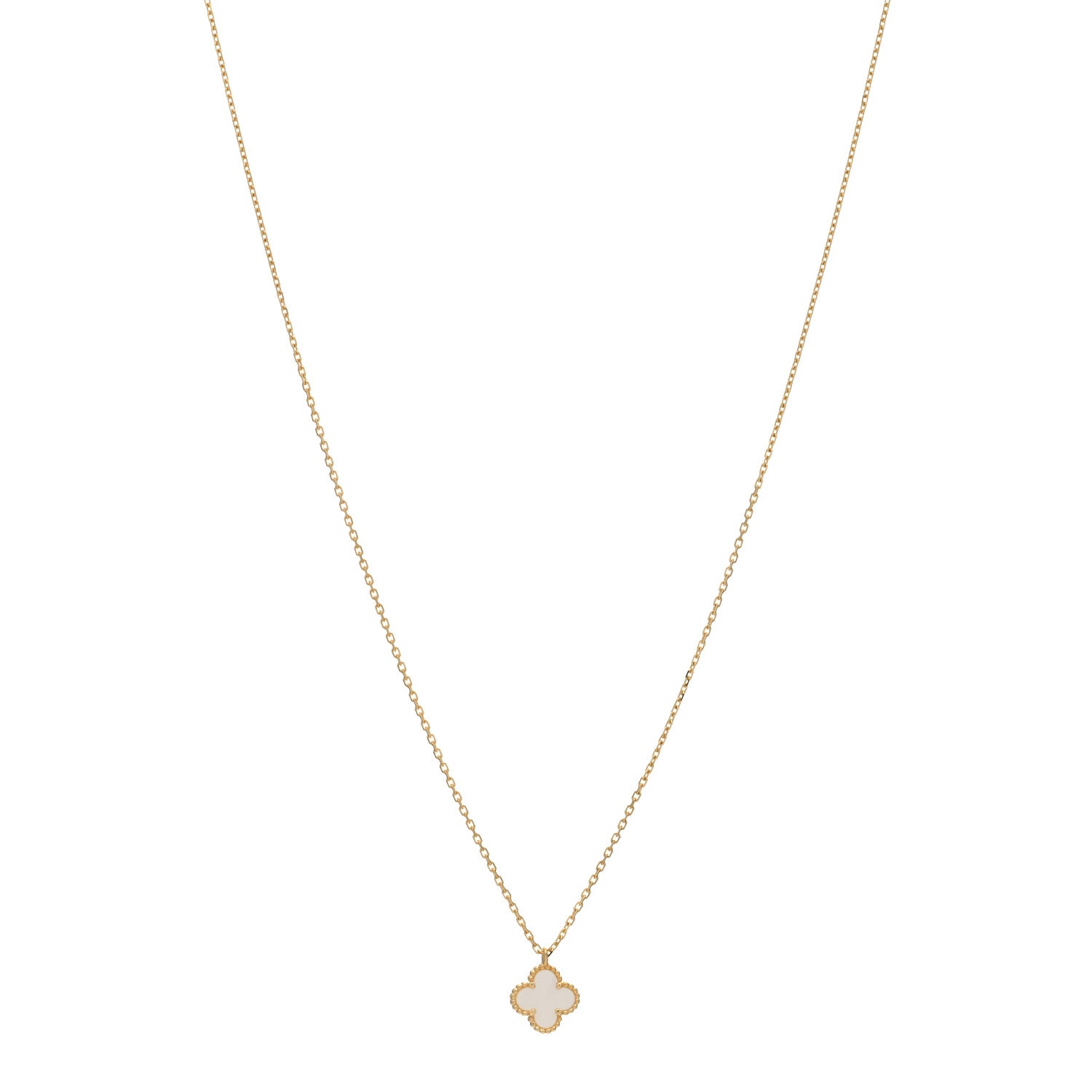 Van Cleef & Arpels 18K Yellow Gold Mother of Pearl Sweet Alhambra Pendant Necklace 1 of 3