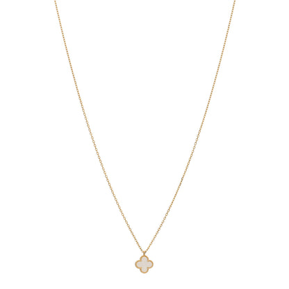 Van Cleef & Arpels 18K Yellow Gold Mother of Pearl Sweet Alhambra Pendant Necklace 1 of 3